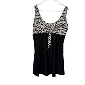 Marina West Women's Swimsuit XL Tie Front Swim Dress Black White